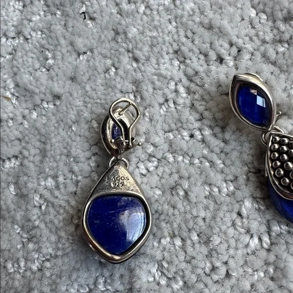 Lagos Maya Lapis Blue and Silver Teardrop Pierced Earrings - Picture 2 of 3